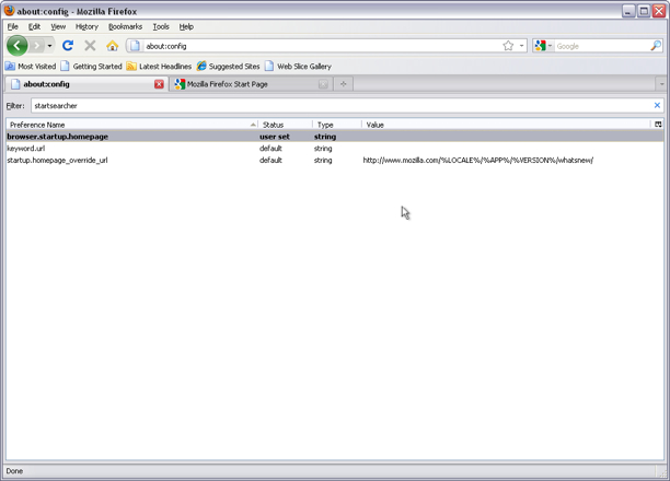 Steps to remove startsearcher.com